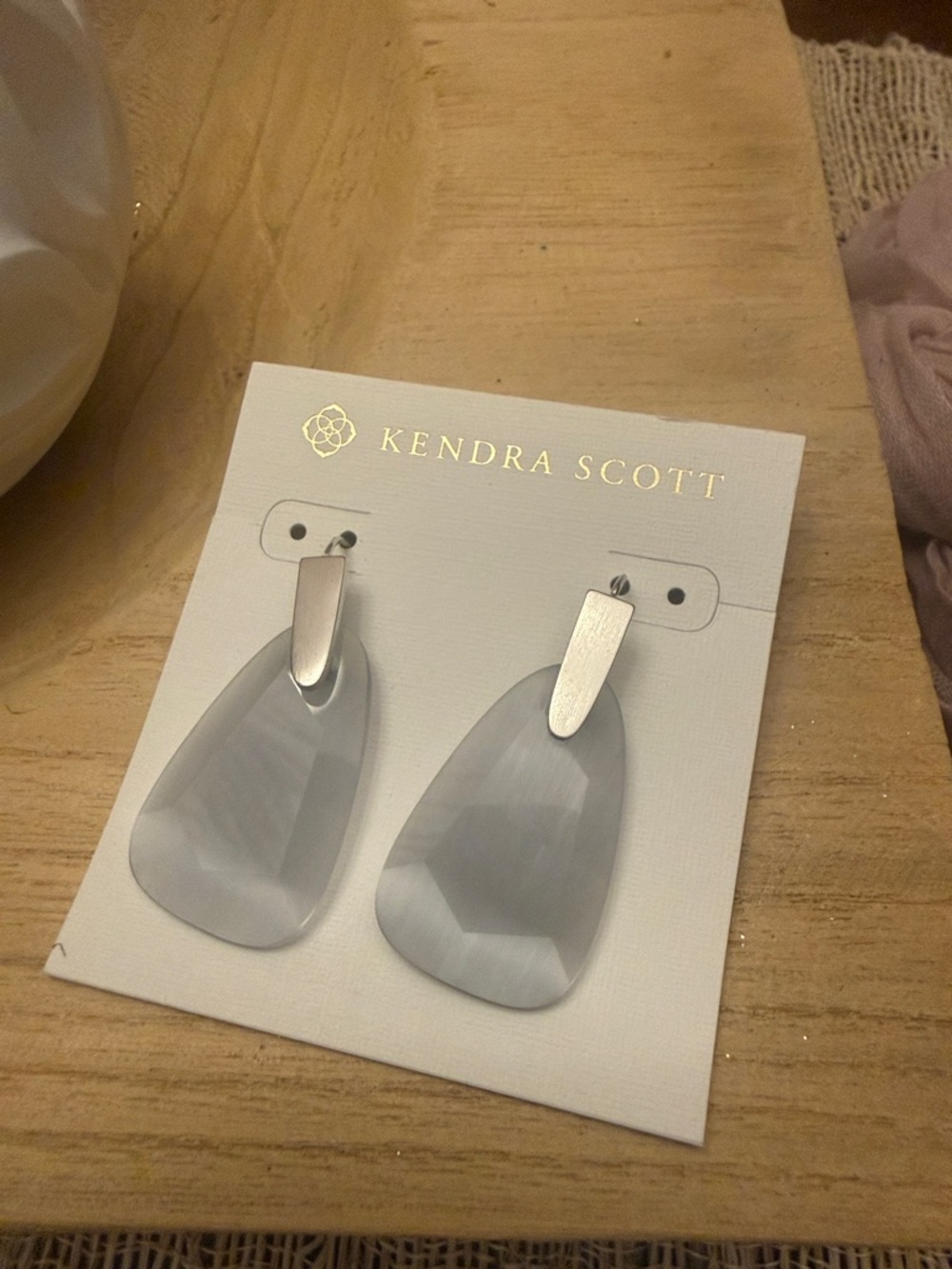 Kendra Scott Marty Drop Earrings Gray Silver Tone